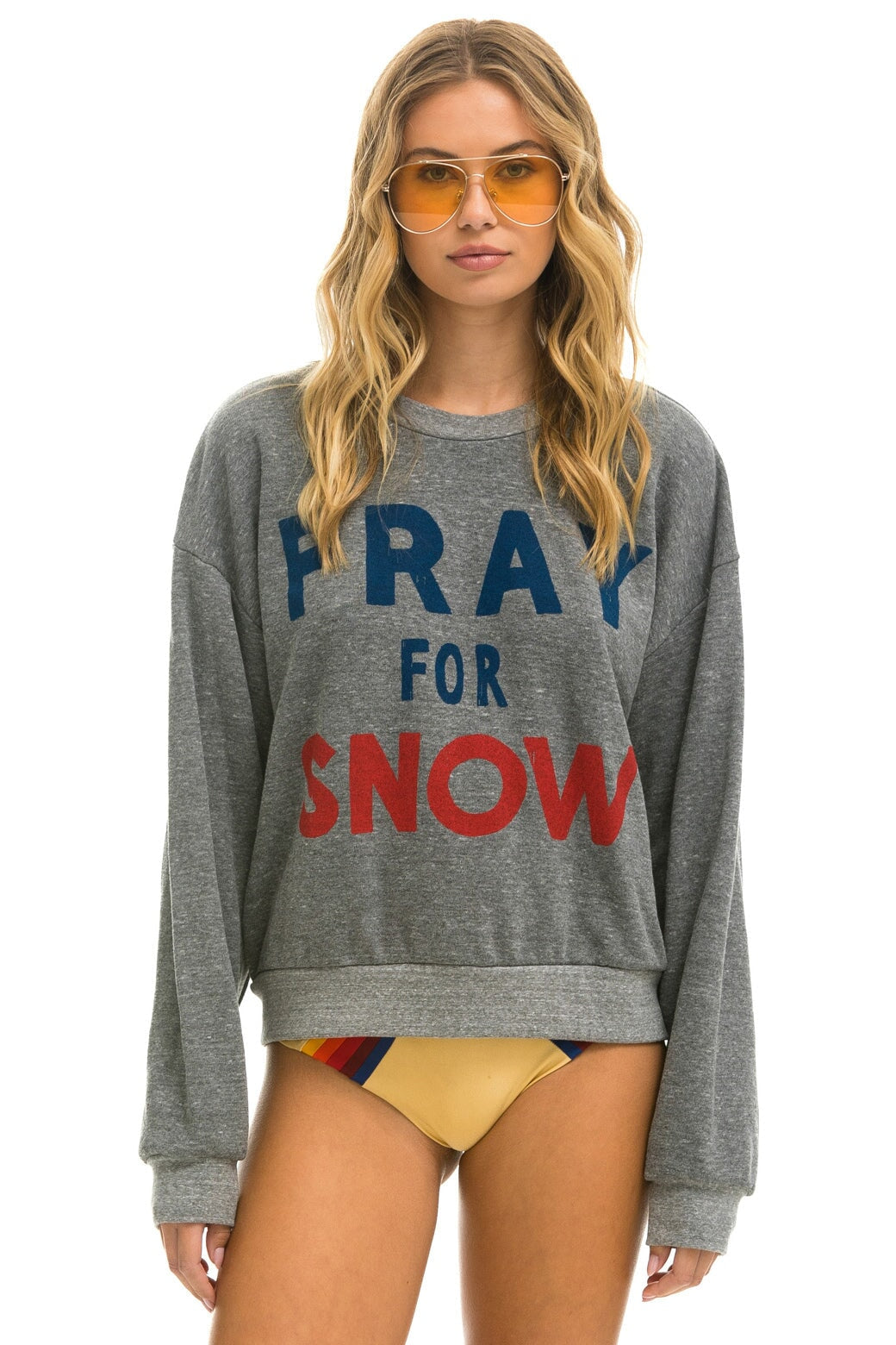 PRAY FOR SNOW RELAXED CREW SWEATSHIRT - HEATHER Sweatshirt Aviator Nation