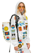 Load image into Gallery viewer, PRESALE: VINTAGE PATCH PUFFER BACKPACK - WHITE GLOSSY Backpack Aviator Nation