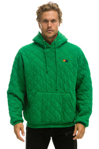 QUILTED RELAXED PULLOVER HOODIE - KELLY GREEN Hoodie Aviator Nation