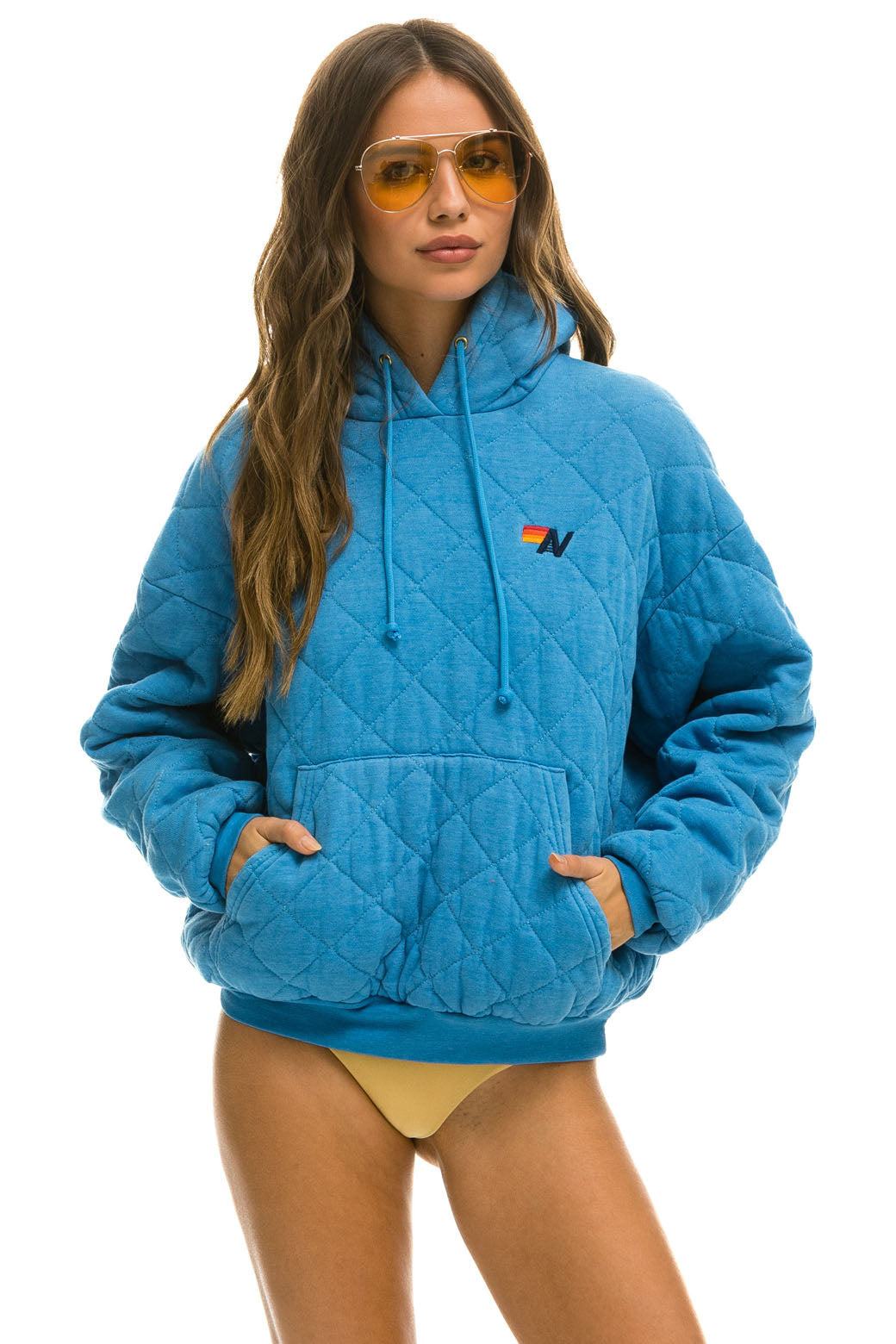 QUILTED RELAXED PULLOVER HOODIE - OCEAN Hoodie Aviator Nation