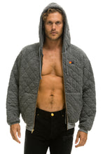 Cargar imagen en el visor de la galería, QUILTED ZIP HOODIE RELAXED - HEATHER GREY Hoodie Aviator Nation