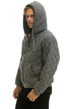 Cargar imagen en el visor de la galería, QUILTED ZIP HOODIE RELAXED - HEATHER GREY Hoodie Aviator Nation