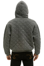 Cargar imagen en el visor de la galería, QUILTED ZIP HOODIE RELAXED - HEATHER GREY Hoodie Aviator Nation