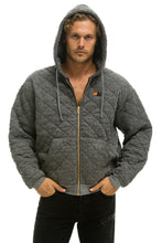Cargar imagen en el visor de la galería, QUILTED ZIP HOODIE RELAXED - HEATHER GREY Hoodie Aviator Nation