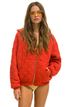 Cargar imagen en el visor de la galería, QUILTED ZIP HOODIE RELAXED - RED Hoodie Aviator Nation