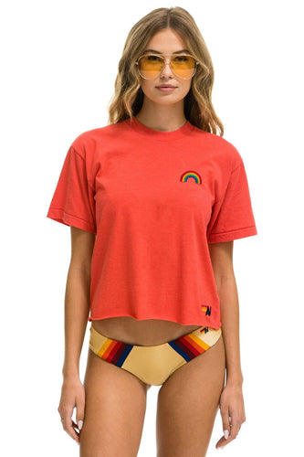 RAINBOW EMBROIDERY BOYFRIEND TEE - RED Boyfriend Tee Aviator Nation