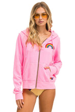 Cargar imagen en el visor de la galería, RAINBOW EMBROIDERY HOODIE - NEON PINK Hoodie Aviator Nation