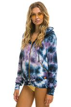 Carregar imagem no visualizador da galeria, RELAXED HAND DYED ZIP HOODIE - TIE DYE BLUE PURPLE Hoodie Aviator Nation