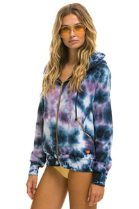 RELAXED HAND DYED ZIP HOODIE - TIE DYE BLUE PURPLE Hoodie Aviator Nation