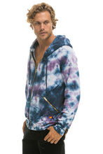 Carregar imagem no visualizador da galeria, RELAXED HAND DYED ZIP HOODIE - TIE DYE BLUE PURPLE Hoodie Aviator Nation