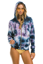 Carregar imagem no visualizador da galeria, RELAXED HAND DYED ZIP HOODIE - TIE DYE BLUE PURPLE Hoodie Aviator Nation