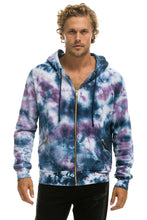 Carregar imagem no visualizador da galeria, RELAXED HAND DYED ZIP HOODIE - TIE DYE BLUE PURPLE Hoodie Aviator Nation