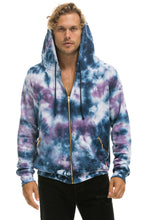 Carregar imagem no visualizador da galeria, RELAXED HAND DYED ZIP HOODIE - TIE DYE BLUE PURPLE Hoodie Aviator Nation