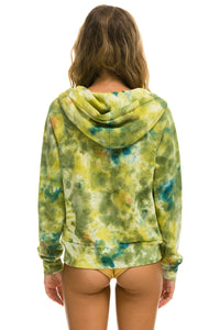 RELAXED HAND DYED ZIP HOODIE - TIE DYE GREEN YELLOW Hoodie Aviator Nation
