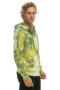 RELAXED HAND DYED ZIP HOODIE - TIE DYE GREEN YELLOW Hoodie Aviator Nation