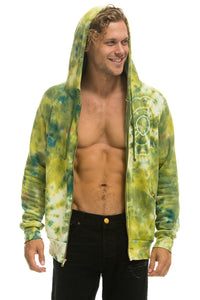 RELAXED HAND DYED ZIP HOODIE - TIE DYE GREEN YELLOW Hoodie Aviator Nation