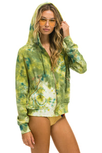 RELAXED HAND DYED ZIP HOODIE - TIE DYE GREEN YELLOW Hoodie Aviator Nation
