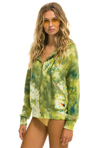 RELAXED HAND DYED ZIP HOODIE - TIE DYE GREEN YELLOW Hoodie Aviator Nation