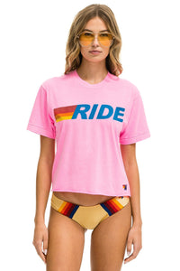 RIDE LOGO BOYFRIEND TEE - NEON PINK Boyfriend Tee Aviator Nation