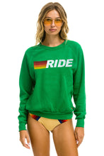 Cargar imagen en el visor de la galería, RIDE LOGO WHITE CREW SWEATSHIRT - KELLY GREEN Sweatshirt Aviator Nation