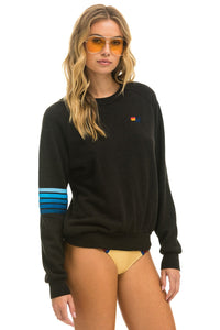 RUGBY CREW SWEATSHIRT - BLACK // BLUE Sweatshirt Aviator Nation