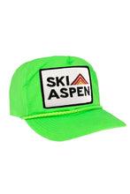 Load image into Gallery viewer, SKI ASPEN - VINTAGE NYLON TRUCKER HAT HATS Aviator Nation NEON GREEN