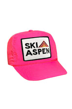 Load image into Gallery viewer, SKI ASPEN - VINTAGE NYLON TRUCKER HAT HATS Aviator Nation NEON PINK