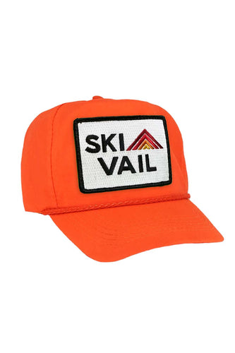 SKI VAIL - VINTAGE NYLON TRUCKER HAT HATS Aviator Nation NEON ORANGE
