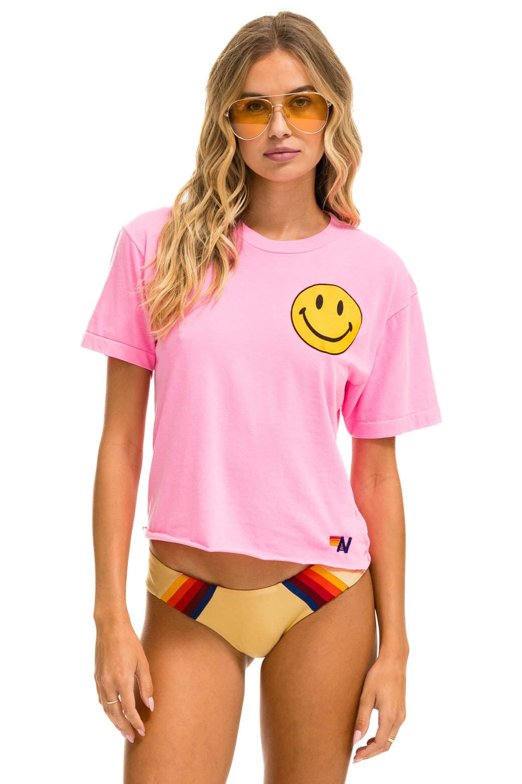 SMILEY 2 BOYFRIEND TEE - NEON PINK Boyfriend Tee Aviator Nation