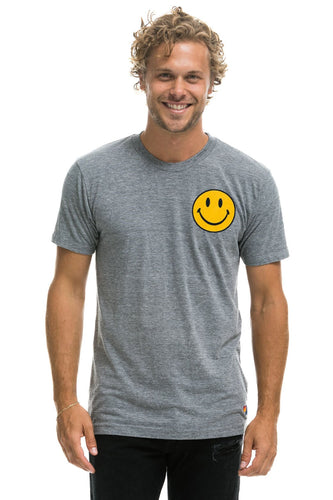SMILEY 2 CREW TEE - HEATHER GREY Tees Aviator Nation