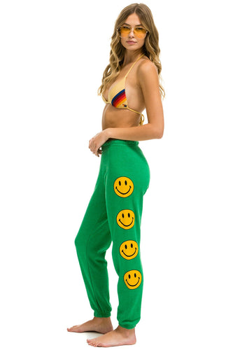 SMILEY 2 LIGHT WEIGHT SWEATPANTS - KELLY GREEN Women's Sweatpants Aviator Nation