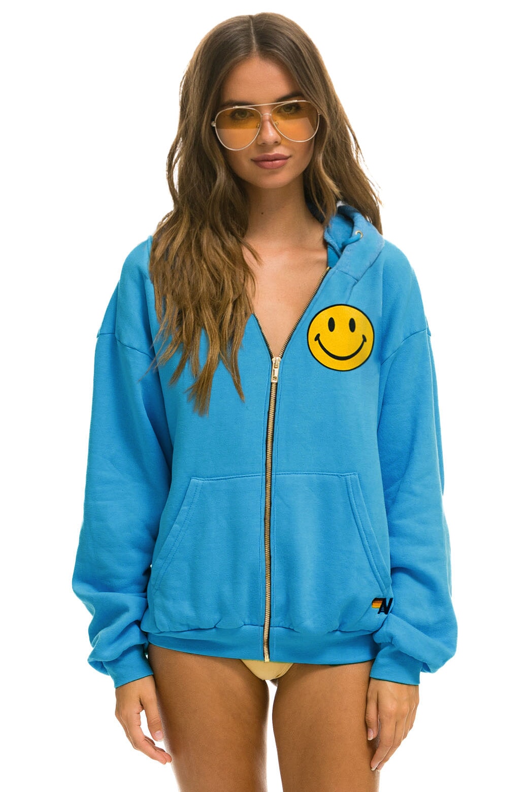 SMILEY 2 RELAXED ZIP HOODIE - OCEAN Aviator Nation