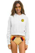 Carregar imagem no visualizador da galeria, SMILEY BOLT EYES CROPPED HOODIE - WHITE Hoodie Aviator Nation
