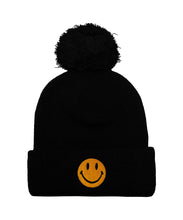 Carregar imagem no visualizador da galeria, SMILEY POM POM RIB BEANIE Beanie Aviator Nation BLACK