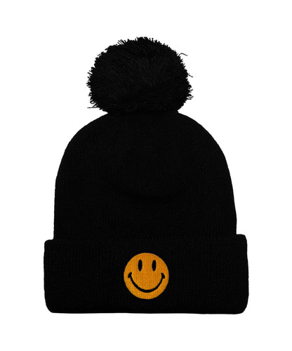 SMILEY POM POM RIB BEANIE Beanie Aviator Nation BLACK