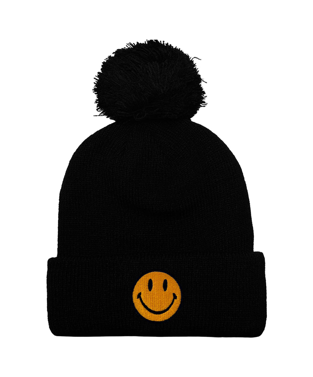 SMILEY POM POM RIB BEANIE Beanie Aviator Nation BLACK
