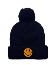 Carregar imagem no visualizador da galeria, SMILEY POM POM RIB BEANIE Beanie Aviator Nation NAVY