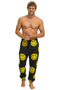 SMILEY REPEAT MENS SWEATPANTS - BLACK Men's Sweatpants Aviator Nation