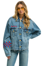 Load image into Gallery viewer, STOKED BOLT SMILEY OVERSIZED CUTOFF DENIM JACKET - VINTAGE Denim Jacket Aviator Nation