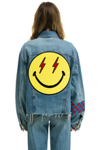 Load image into Gallery viewer, STOKED BOLT SMILEY OVERSIZED CUTOFF DENIM JACKET - VINTAGE Denim Jacket Aviator Nation