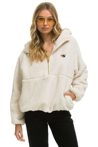TEDDY APRES HOODED HALF ZIP JACKET - VINTAGE WHITE Women's Outerwear Aviator Nation