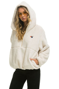TEDDY APRES HOODED HALF ZIP JACKET - VINTAGE WHITE Women's Outerwear Aviator Nation