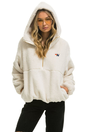 TEDDY APRES HOODED HALF ZIP JACKET - VINTAGE WHITE Women's Outerwear Aviator Nation