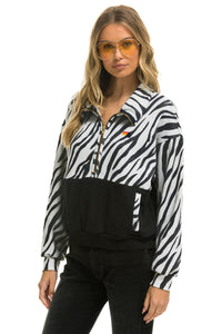 TEDDY FLEECE UNISEX HALF ZIP COLOR BLOCK JACKET - ZEBRA Sweatshirt Aviator Nation
