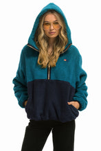 이미지를 갤러리 뷰어에 로드 , TEDDY UNISEX HOODED HALF ZIP COLOR BLOCK JACKET - CAPRI Unisex Outerwear Aviator Nation