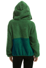 Cargar imagen en el visor de la galería, TEDDY UNISEX HOODED HALF ZIP COLOR BLOCK JACKET - GARDEN GREEN Unisex Outerwear Aviator Nation