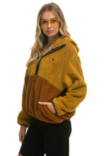 이미지를 갤러리 뷰어에 로드 , TEDDY UNISEX HOODED HALF ZIP COLOR BLOCK JACKET - HONEY Unisex Outerwear Aviator Nation