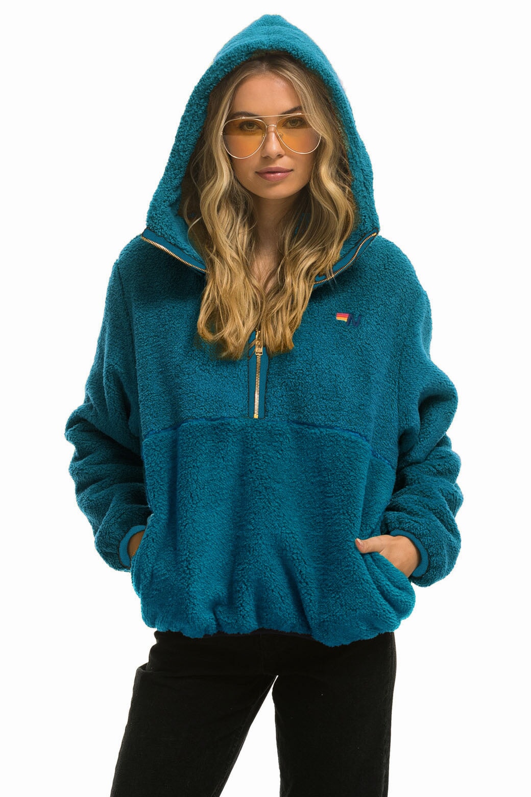 TEDDY UNISEX HOODED HALF ZIP JACKET - CAPRI Women's Outerwear Aviator Nation