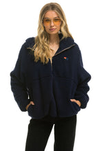 Load image into Gallery viewer, TEDDY UNISEX HOODED HALF ZIP JACKET - NAVY Women&#39;s Outerwear Aviator Nation