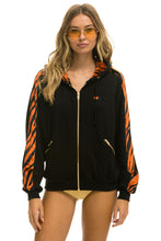 Carregar imagem no visualizador da galeria, TIGER STRIPE RELAXED ZIP HOODIE WITH POCKETS - BLACK // TIGER Hoodie Aviator Nation